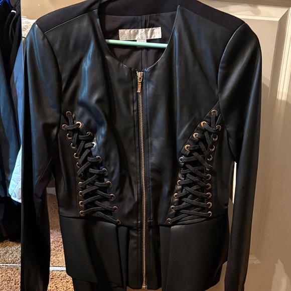 Boston Proper Jackets & Blazers - Boston Proper Black Lace-Up Leather Jacket